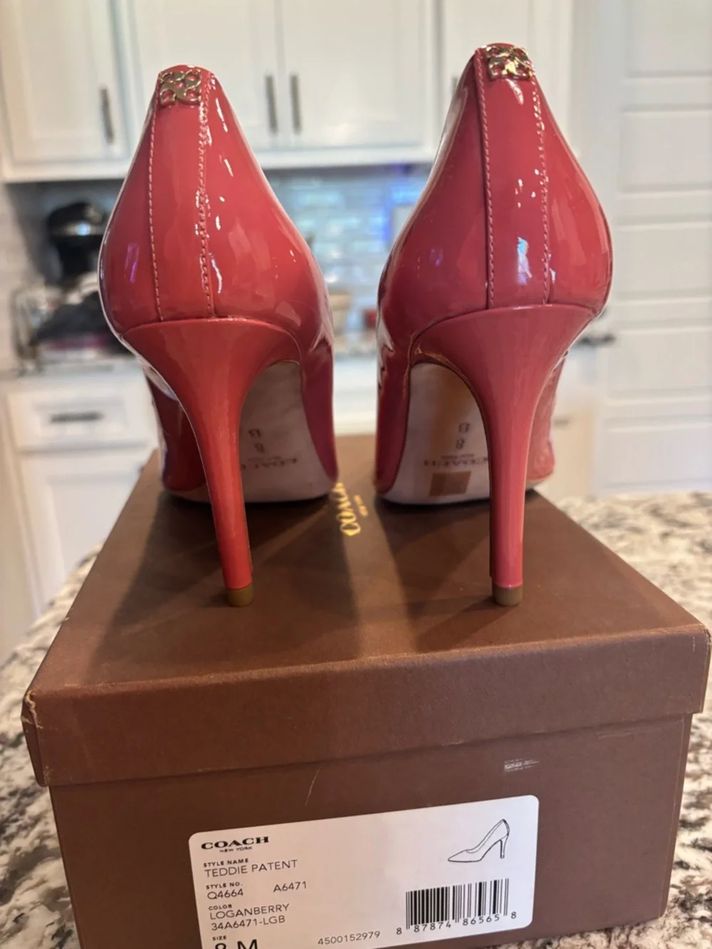 Coach Teddie Patent Pointed-Toe Pumps in Loganberry Pink - Picture 6 of 8